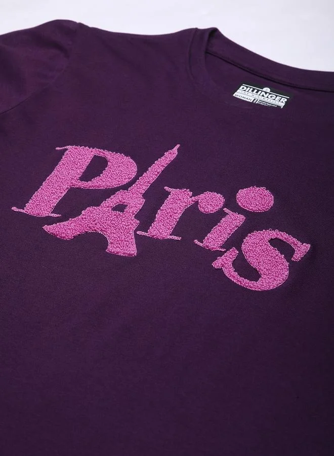 ديلينجر تيشيرت مطرز بالمنشفة للنساء بقصة عادية