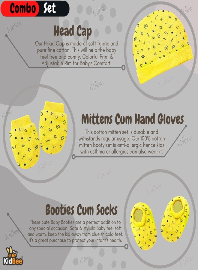 Kidbee Baby Boy's & Baby Girls Cotton Socks Hand Gloves & Cap Set (0-6 Months) (BMC-TK-1pc-Yellow) - Image 3
