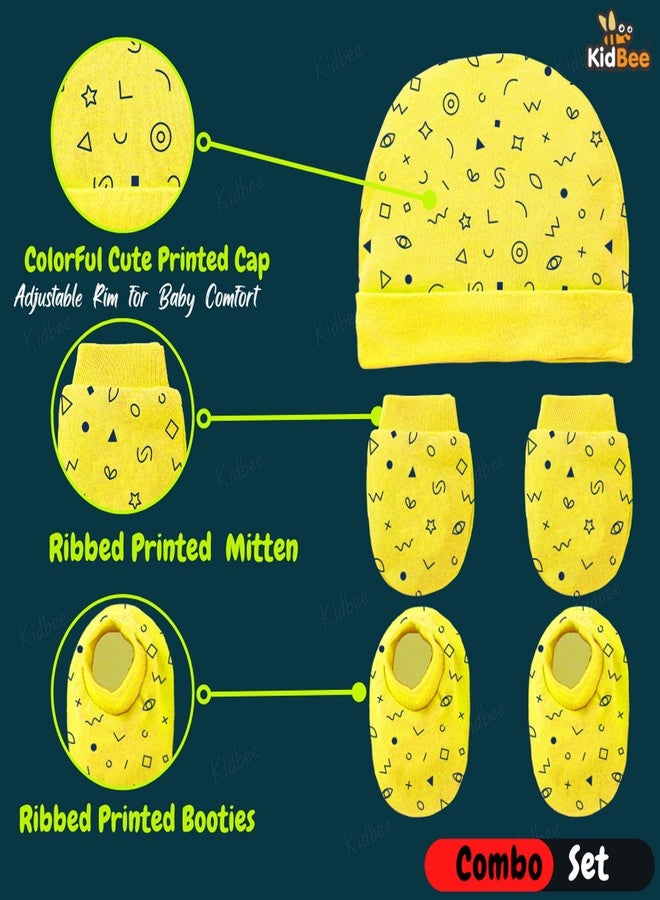 Kidbee Baby Boy's & Baby Girls Cotton Socks Hand Gloves & Cap Set (0-6 Months) (BMC-TK-1pc-Yellow) - Image 4