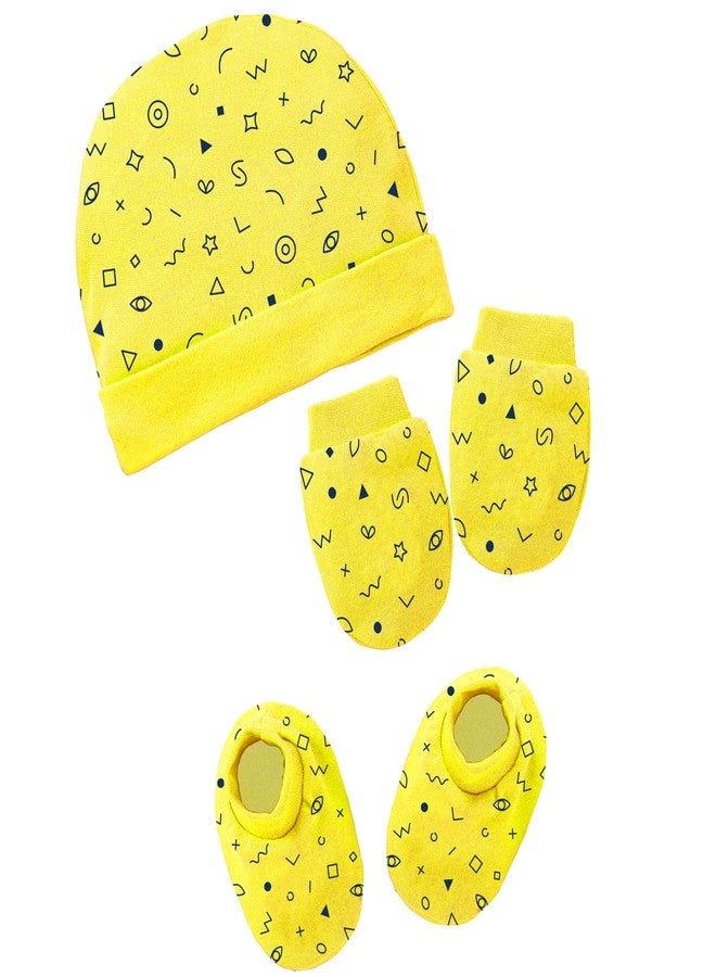 Kidbee Baby Boy's & Baby Girls Cotton Socks Hand Gloves & Cap Set (0-6 Months) (BMC-TK-1pc-Yellow) - Image 1