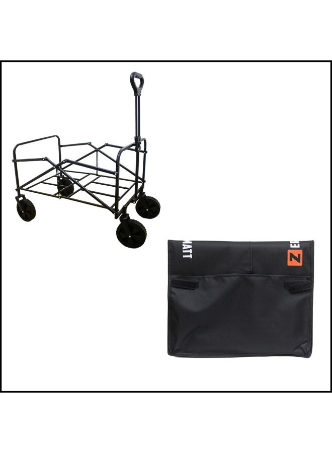 Foldable Utility Cart with Wheels 80 x 53 x 73.5 cm – Heavy Duty Collapsible Storage Trolley for Shopping, Camping, Garden & Outdoor Use – Black - Image 2