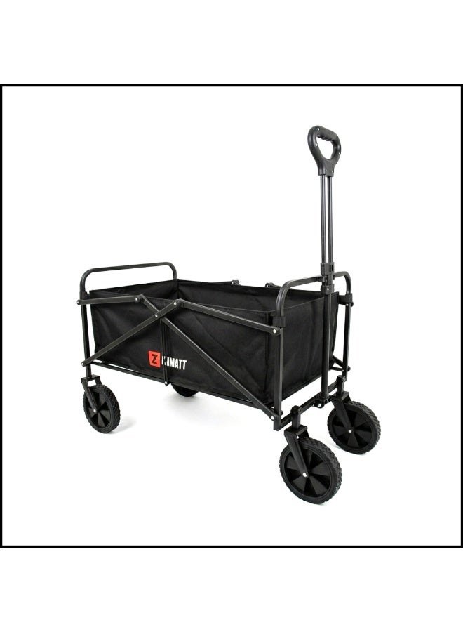 Foldable Utility Cart with Wheels 80 x 53 x 73.5 cm – Heavy Duty Collapsible Storage Trolley for Shopping, Camping, Garden & Outdoor Use – Black - Image 1