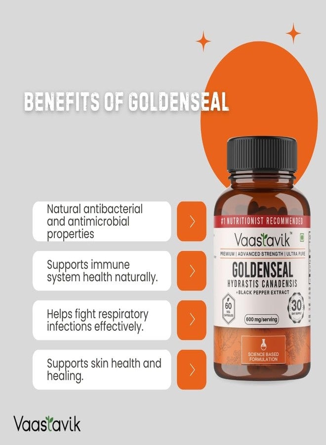 Vaastavik Goldenseal Root 600 mg 60 Vegetarian Capsules - Image 5