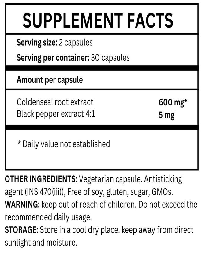 Vaastavik Goldenseal Root 600 mg 60 Vegetarian Capsules - Image 4