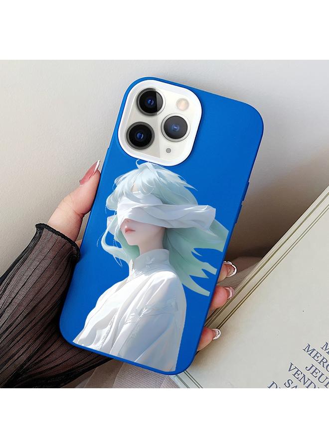 For iPhone 11 Pro Blindfold Girl PC Hybrid TPU Phone Case(Blue)