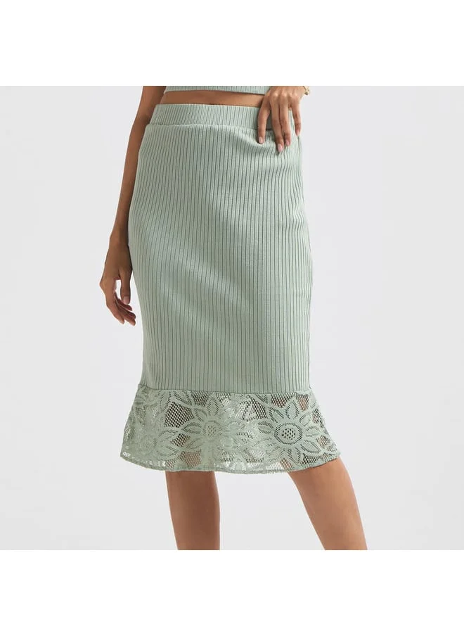 FAV Textured Pencil Skirt with Elasticated Waistband