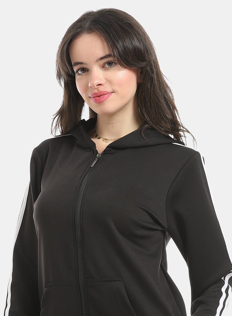 Andora Black Long Sleeves Hooded Zipped Tracksuit_Black - Image 4