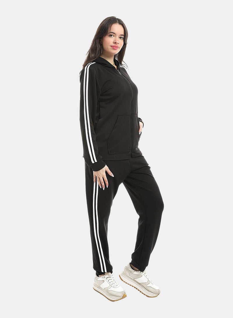 Andora Black Long Sleeves Hooded Zipped Tracksuit_Black - Image 2