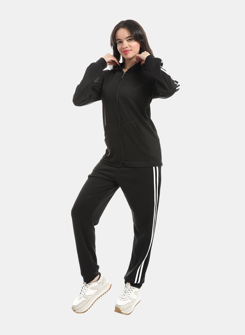 Andora Black Long Sleeves Hooded Zipped Tracksuit_Black - Image 5