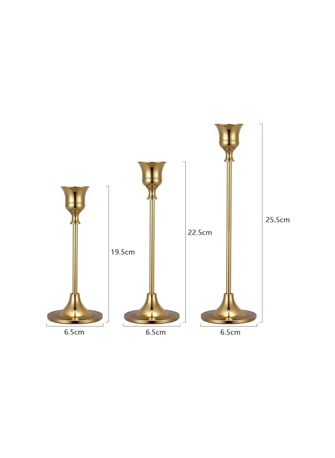 The Bros Candlestick Holders, 3 Pcs Decorative Gold Candlestick Holder for Easy Installation, Gold Candle Holders, Candle Holder for Home Decor, Wedding, Dinning, Party, Anniversary - Image 4
