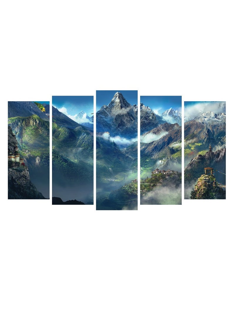 999STORE Multiple Framed Printed Chain of Mountains Canvas Painting Multicolour