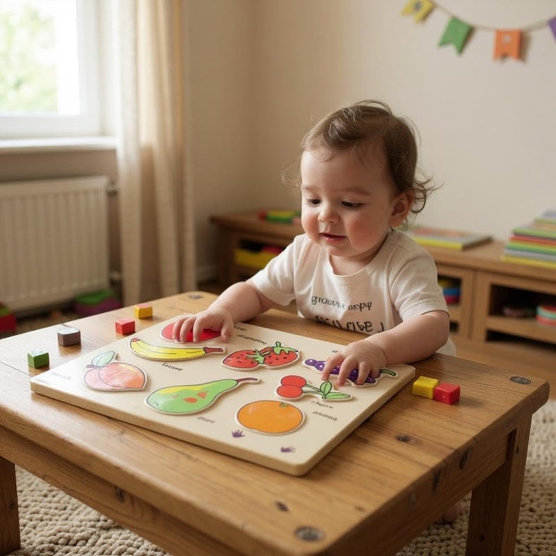 B&D Wooden Fruit Puzzle Board for Kids - Image 4