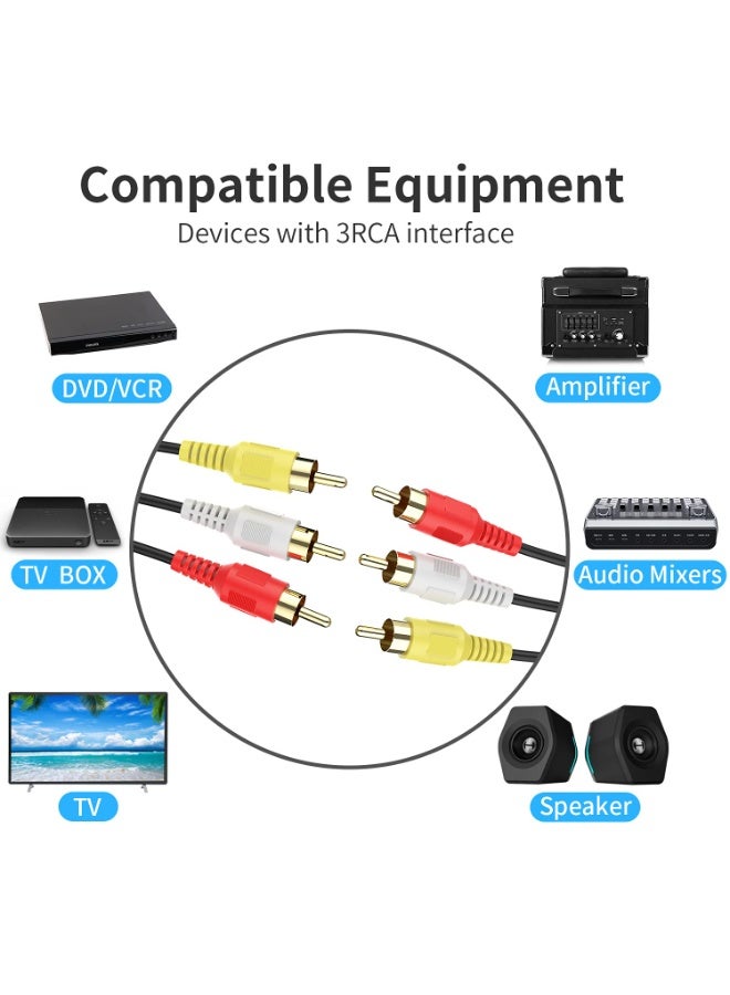 10m High-Quality Audio and Video Cable with 3 RCA Ports - Pure Sound and Stable Transmission - Image 2