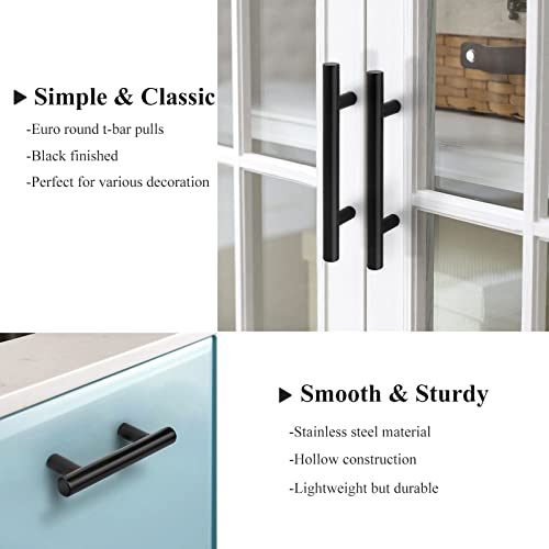 Probrico 5 Pack|Flat Black Modern Cabinet Handles Cupboard Pull Kitchen Cabinet Hardware Dresser Pulls - 6-1/3 inch Center-to-Center Bar Cabinet Pull - Image 4