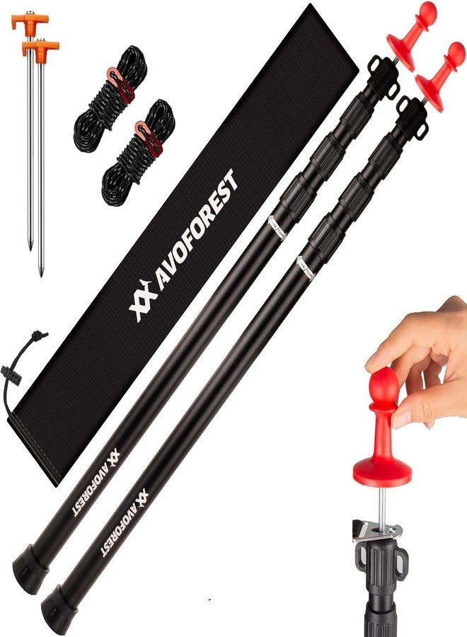 AVOFOREST Tarp Poles Heavy Duty Adjustable, AVOFOREST Aviation Aluminum 8.7FT Telescoping Tent Poles with Protection Cap Wind-Resistant Awning Collapsible Poles Set of 2 for Tarps - Canopy - Awning - Hiking - Image 1