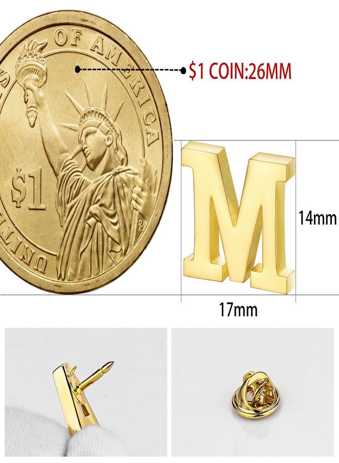 HAWSON Initial Lapel Pin for Men Women, Brooch Pins for Men Suits, Metal Button Pins in 18K Gold and Silver Tone. - Image 3