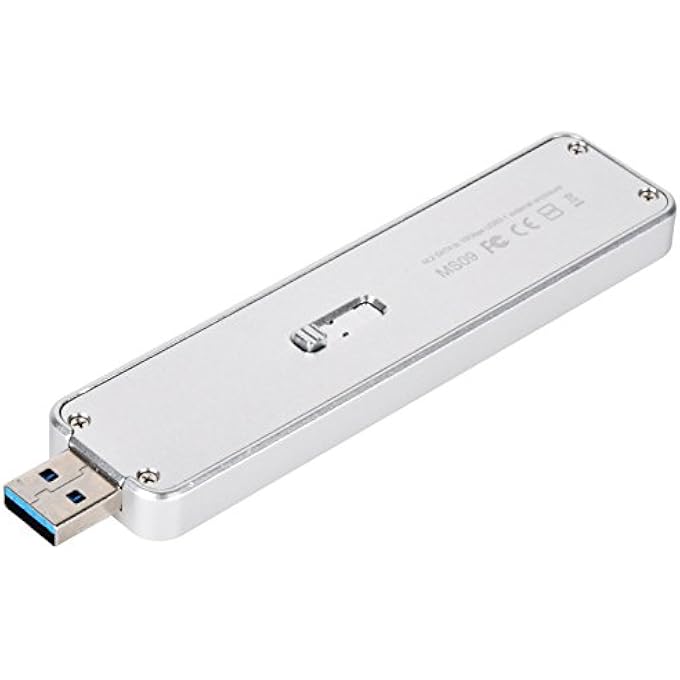 SilverStone TECHNOLOGY M.2 SATA SSD TO USB 3.1 GEN 2 ENCLOSURE WITH RETRACTABLE ALUMINUM USB TYPE-A HOUSING IN SILVER MS09S - Image 3