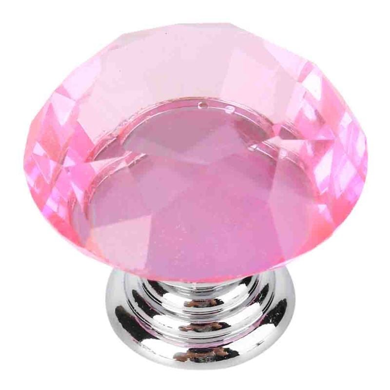 10PCS 30mm Pink Crystal Glass Door Knobs For Drawer Cabinet Kitchen - Image 4