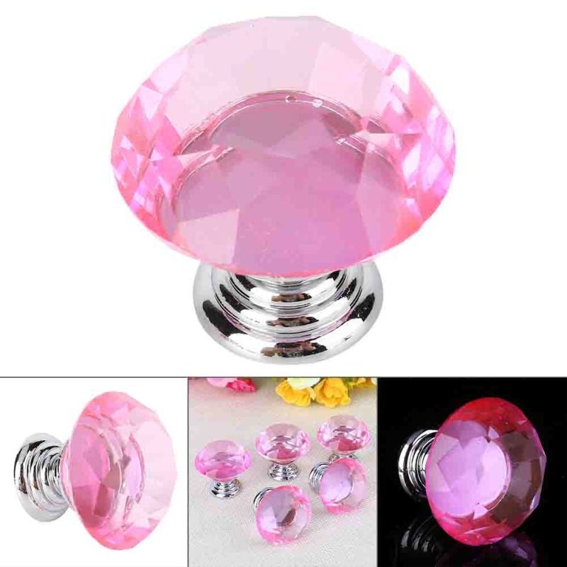 10PCS 30mm Pink Crystal Glass Door Knobs For Drawer Cabinet Kitchen - Image 3