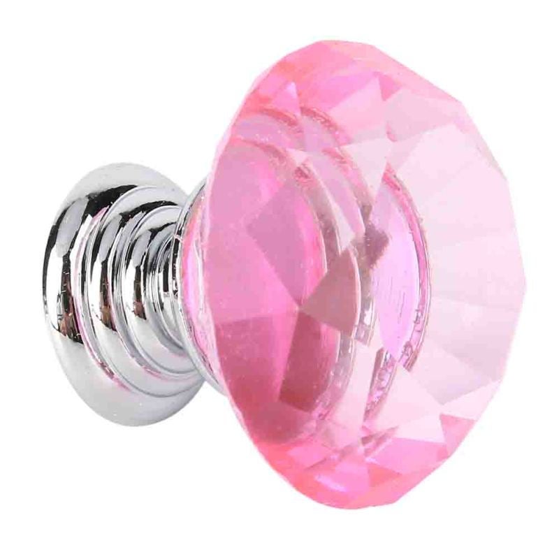 10PCS 30mm Pink Crystal Glass Door Knobs For Drawer Cabinet Kitchen - Image 2