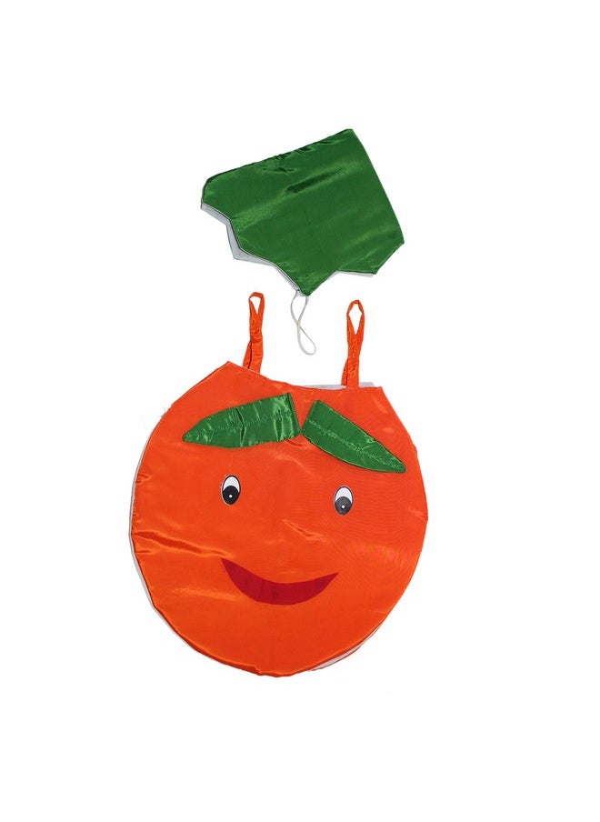 Kaku Fancy Dresses Kaku Fancy Dresses Polyester Orange Fruits Costume Cutout with Cap -Orange-Green, 3-8 Years, for Boys & Girls  - Image 1