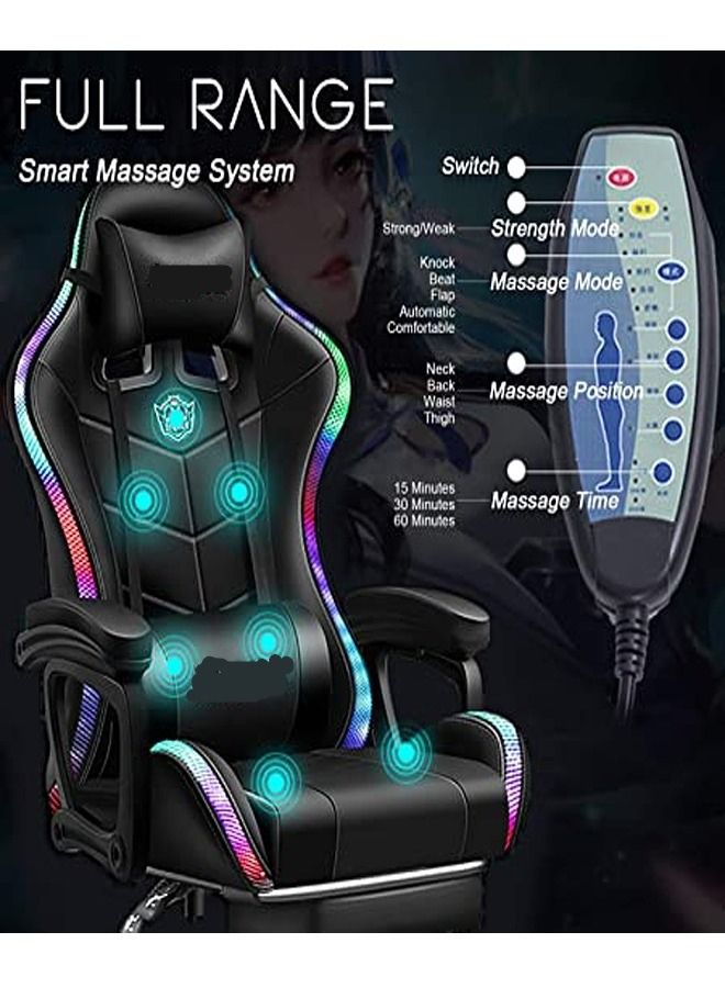 fashionhome High Quality Ergonomic Swivel Gaming and Office Chair with RGB Lights Speakers and Remote Adjustable Massage Recliner - Image 5