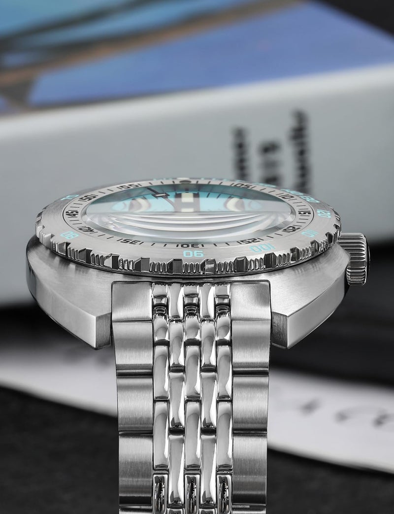 TACTICAL FROG 43mm Stainless Steel Mens Automatic Watch, Sapphire Crystal NH35A Movement Diving Watch, C3 Luminous 200M Water Resistant Sport, Dynamic Style - Image 4