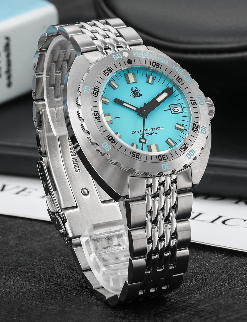 TACTICAL FROG 43mm Stainless Steel Mens Automatic Watch, Sapphire Crystal NH35A Movement Diving Watch, C3 Luminous 200M Water Resistant Sport, Dynamic Style - Image 2