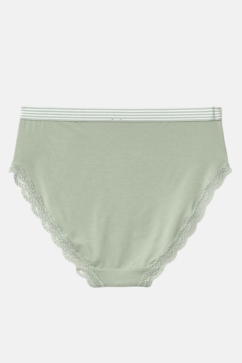 Tchibo Women Plain High Waist Brief, Sage - Image 3