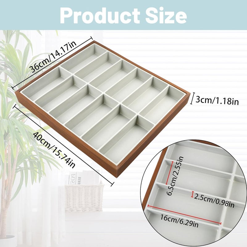 12-Grids Eyeglass Display Tray - Wood Sunglass Organizer for Glasses and Jewelry - Image 3