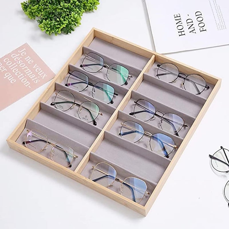 12-Grids Eyeglass Display Tray - Wood Sunglass Organizer for Glasses and Jewelry - Image 5