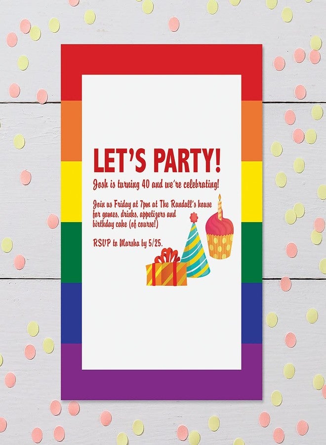 Current Rainbow Letter Paper - Birthday Stationery Papers With Decorative Border Designs, Printable Holiday, Wedding, & Party Invitation Letterhead Sheets, Set of 25, 8 1/2" x 11" - Image 3