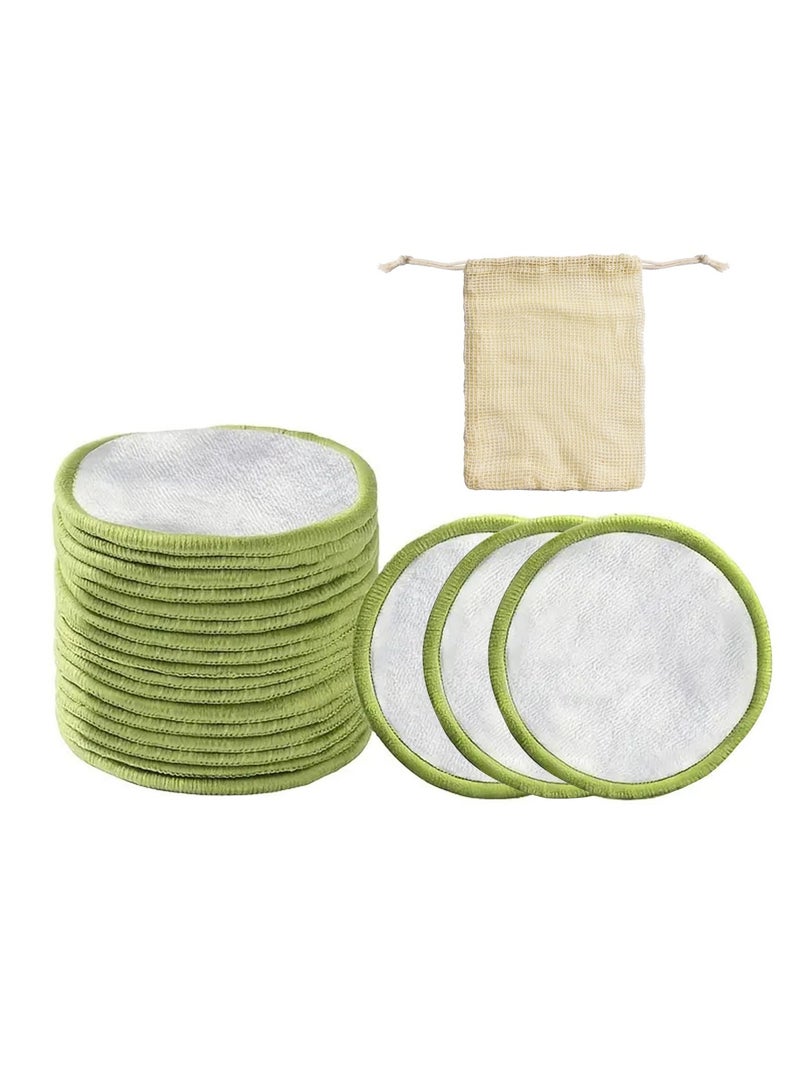 Reusable Makeup Remover Pads, Washable Bamboo Cotton Rounds with Mesh Laundry Bag for All Skin Types - Perfect for Face Care, 20 Pack - Image 1