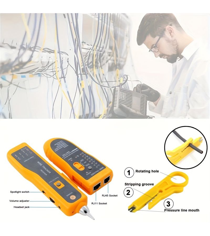 جهاز اختبار الكابلات متعدد الوظائف Jw-360 مع موصلات RJ45 RJ11 وجهاز تحديد خطوط الإيثرنت وفحص الاستمرارية، محمول. - Image 1