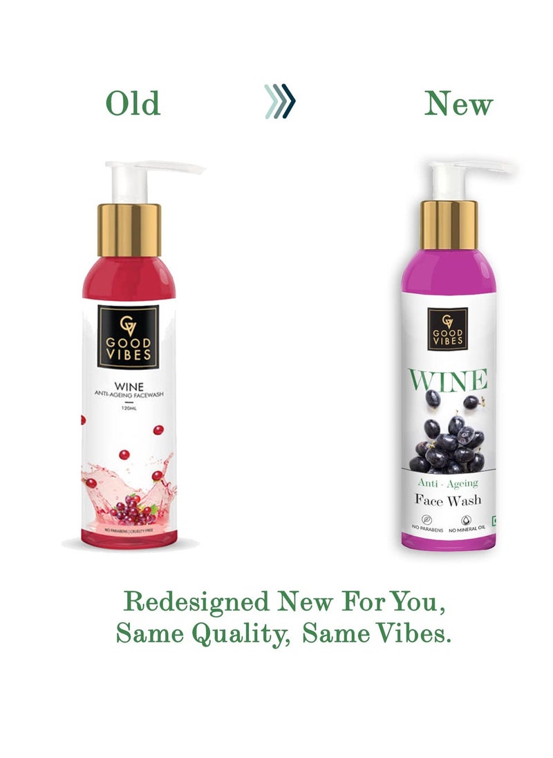 Good Vibes Good Vibes Wine Anti Aging Face Wash | Reduces Fine Lines & Wrinkles | Deeply Hydrates & Nourishes Skin | Suits All Skin Types | 4.06 Fl Oz/120ml  - Image 2