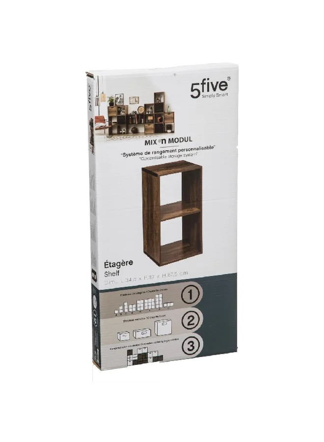 Five Simply Smart 2-Compartment Mix N Modul Wooden Storage Shelf Brown 67.5 x 32 x 34.5 cm 167861