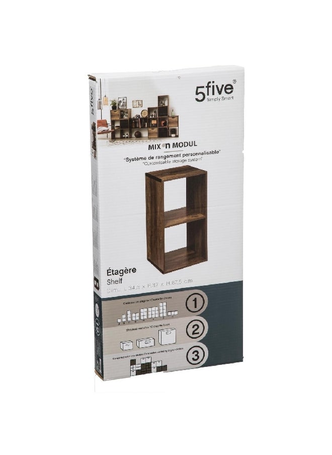 Five Simply Smart 2-Compartment Mix N Modul Wooden Storage Shelf Brown 67.5 x 32 x 34.5 cm 167861  - Image 2