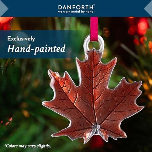 Danforth Maple Leaf Fall/Autumn Ornament, Handcrafted Pewter, 1 3/4", Satin Ribbon, Made in USA - Image 2