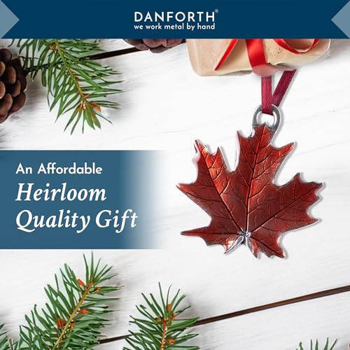 Danforth Maple Leaf Fall/Autumn Ornament, Handcrafted Pewter, 1 3/4", Satin Ribbon, Made in USA - Image 3