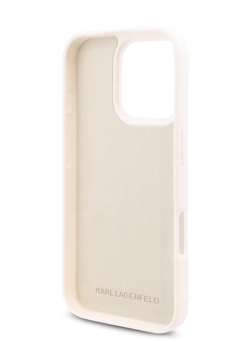 Karl Lagerfeld iPhone 16 Pro Max Case TPU Silicone Hard Cover with ikonik Graffiti Logo / Drop protection / Easy Snap-On Case / Lightweight Back Cover - White