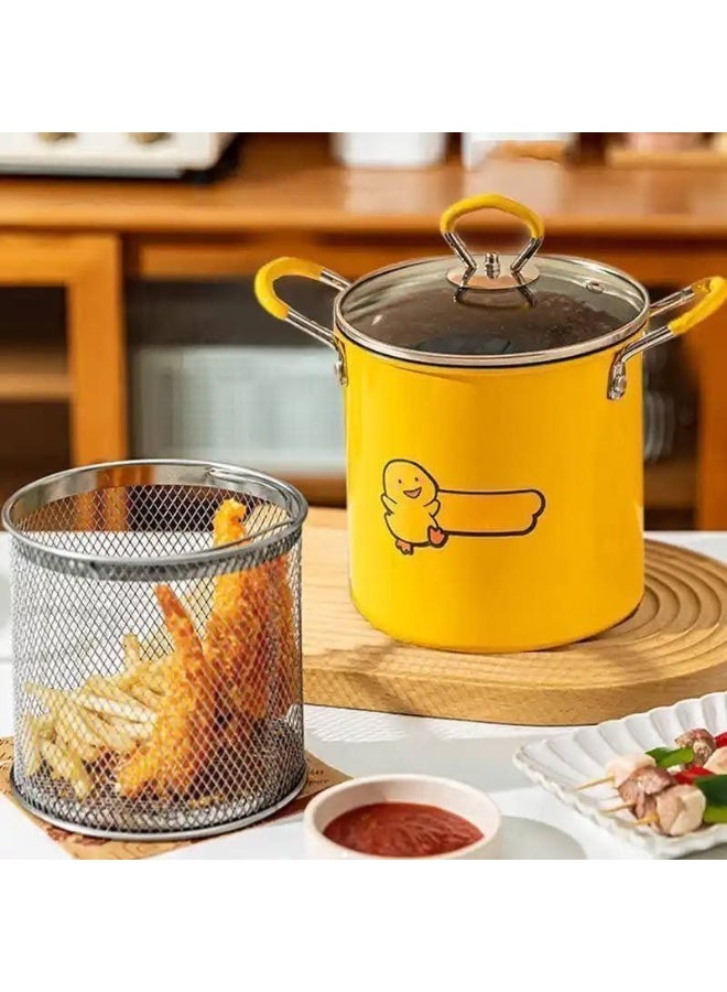 Tefal Pot for Roasting Potatoes Components: Pot + Heat-resistant Glass Lid + Mesh Basket + Stainless Steel Handle Material: Non-stick Teflon Ideal for roasting potatoes, chicken, shrimp, and much more.  After roasting, press the basket arms to lift them upwards as shown in the picture to drain the oil. A must-have in every kitchen. - Image 3