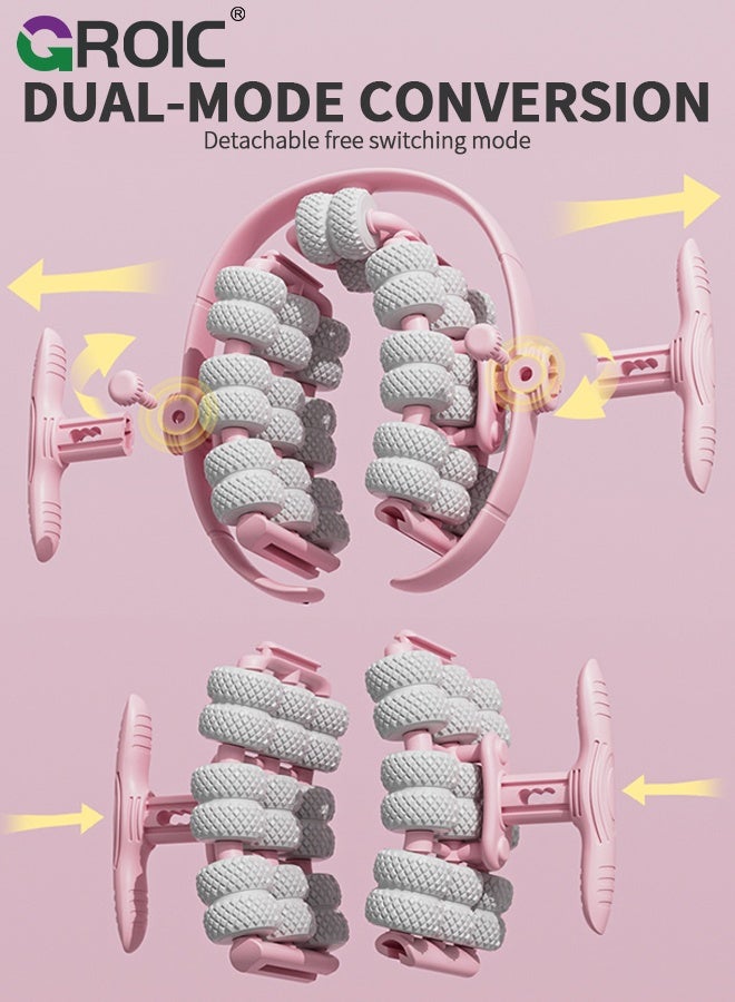 GROIC 40 Wheels Muscle Roller Massager Circular Leg Clamps-360 ° Muscle Roller for Leg Neck Hand Arm Muscle Relax Massager Indoor Sports Yoga Bodybuilding Equipment- pink - Image 5