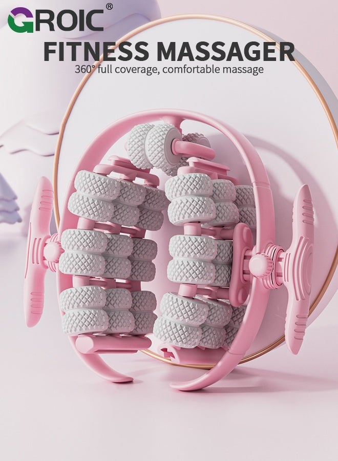 GROIC 40 Wheels Muscle Roller Massager Circular Leg Clamps-360 ° Muscle Roller for Leg Neck Hand Arm Muscle Relax Massager Indoor Sports Yoga Bodybuilding Equipment- pink - Image 3