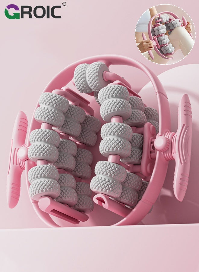 GROIC 40 Wheels Muscle Roller Massager Circular Leg Clamps-360 ° Muscle Roller for Leg Neck Hand Arm Muscle Relax Massager Indoor Sports Yoga Bodybuilding Equipment- pink - Image 1