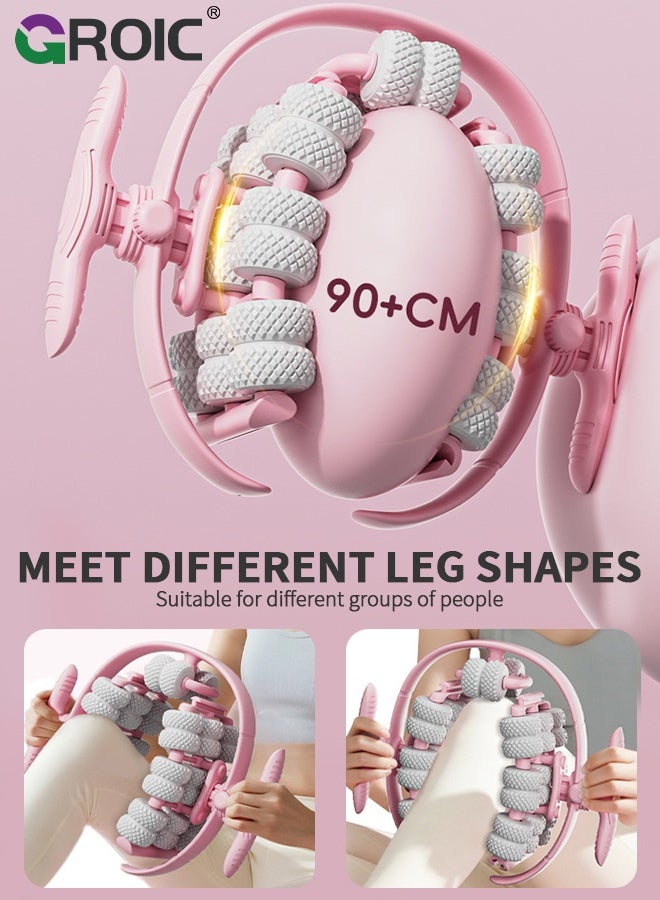 GROIC 40 Wheels Muscle Roller Massager Circular Leg Clamps-360 ° Muscle Roller for Leg Neck Hand Arm Muscle Relax Massager Indoor Sports Yoga Bodybuilding Equipment- pink - Image 4