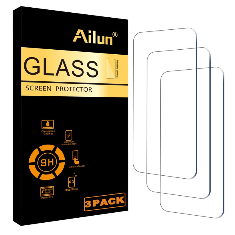 Ailun Screen Protector for iPhone 16 / iPhone 15 / iPhone 15 Pro [6.1 Inch] Display 3 Pack Tempered Glass, Dynamic Island Compatible, Case Friendly [Not for iPhone 16 Pro 6.3 Inch]. - Image 1