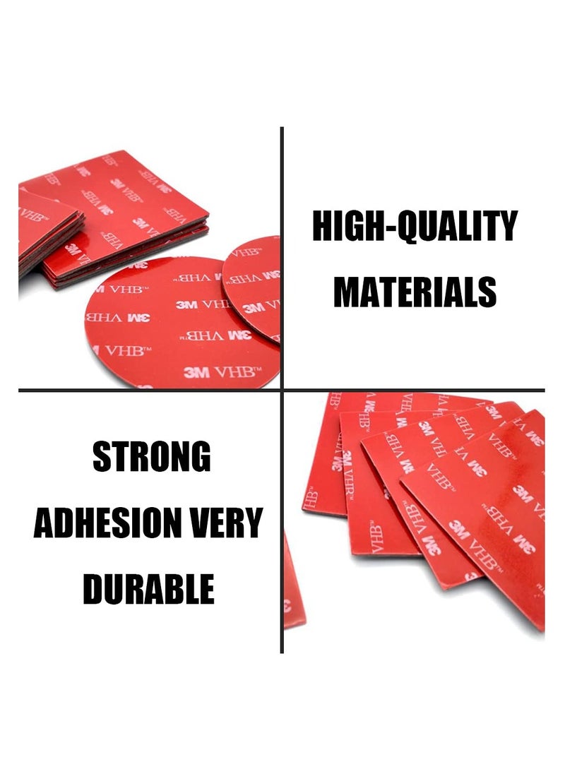 sokany 20 Pieces 3m Double Sided Foam Adhesive Tape Pads, Round and Square Sticky Pads, Heavy Duty Mounting Tape Pads for Daily Use (Red, 50 Mm)  - Image 3
