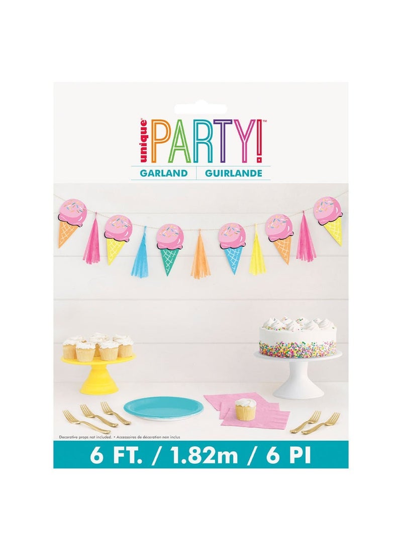 يونيك إكليل آيس كريم من ورق البوليستر متعدد الألوان 182 سم - Image 2