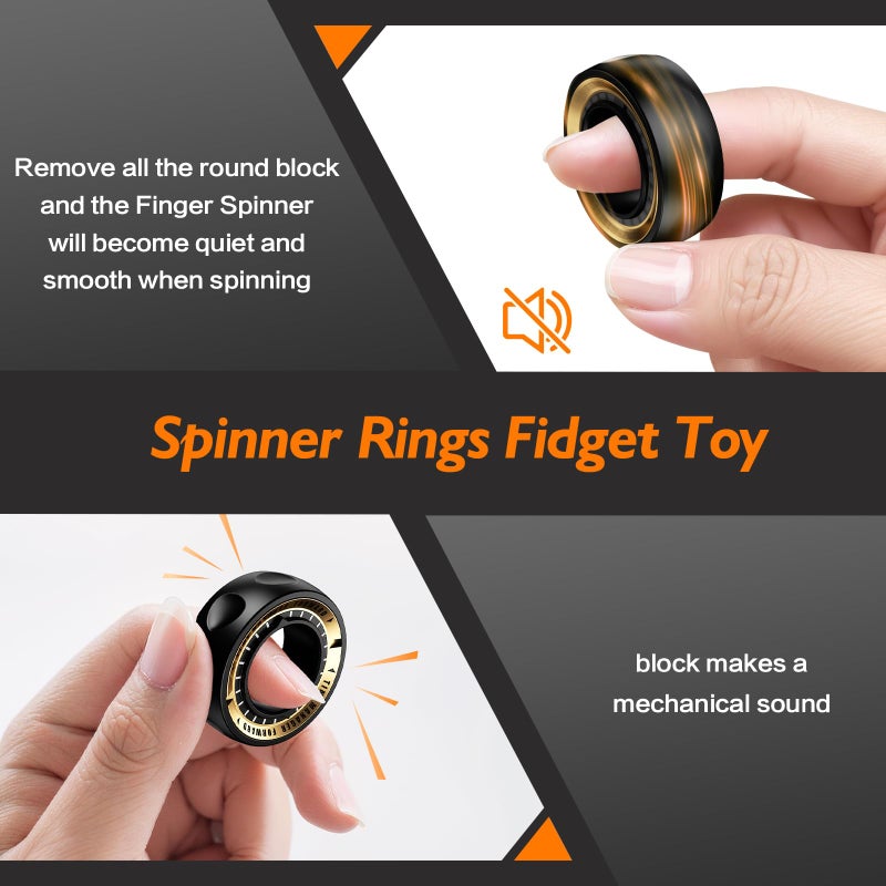INNÃ”PLUS Upgraded Fidget Spinner for Stress Relief Magnetic Fidget Ring Toy with Mechanical Sound Sensory Stress Toys Anxiety EDC Relief Slider Tool Figette for Adults & Teens,Kids,Black - Image 2