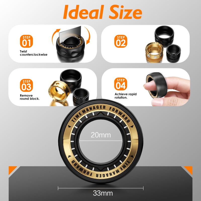 INNÃ”PLUS Upgraded Fidget Spinner for Stress Relief Magnetic Fidget Ring Toy with Mechanical Sound Sensory Stress Toys Anxiety EDC Relief Slider Tool Figette for Adults & Teens,Kids,Black - Image 3